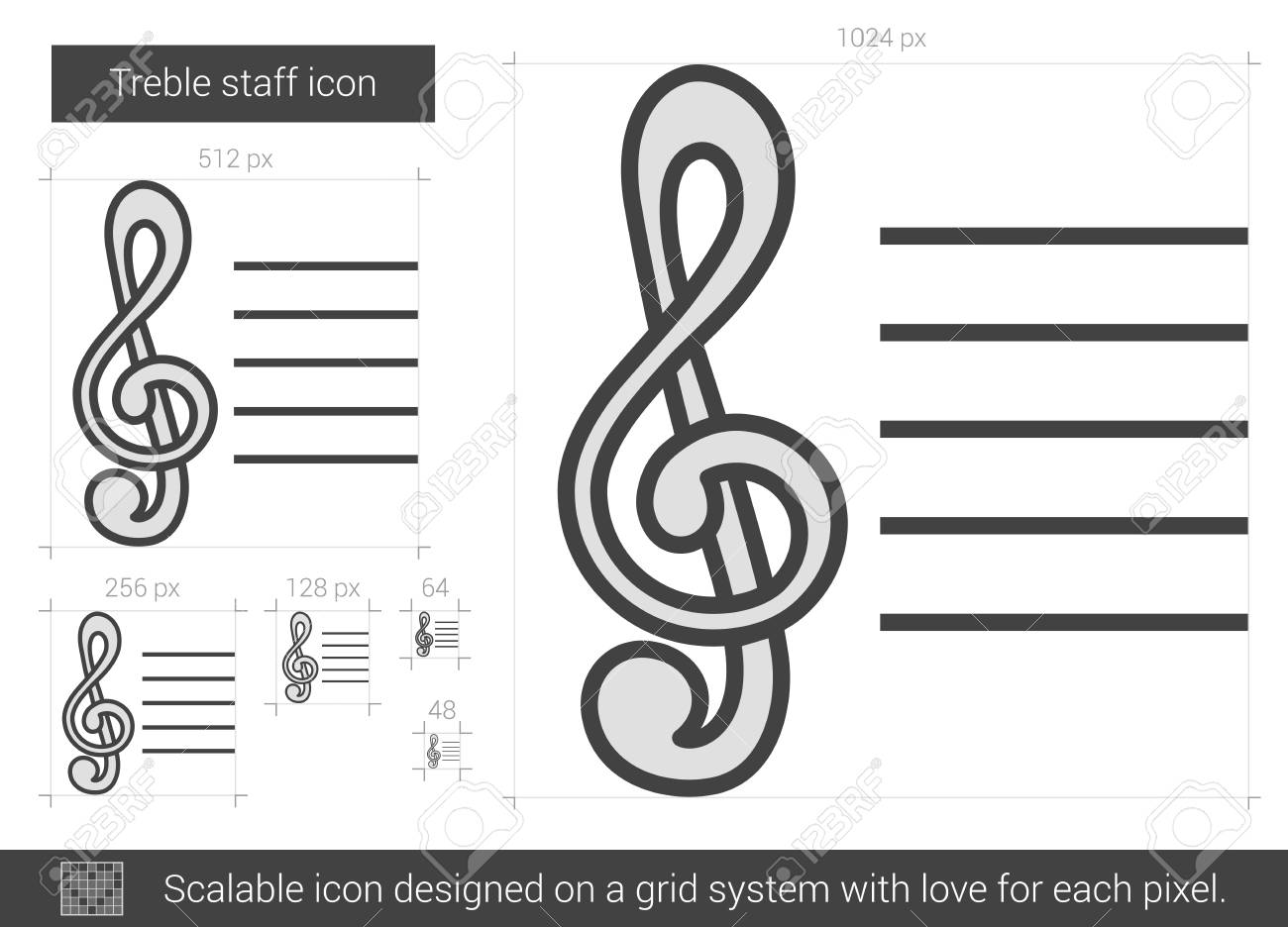treble staff vector line icon isolated on white background treble staff line icon for infographic