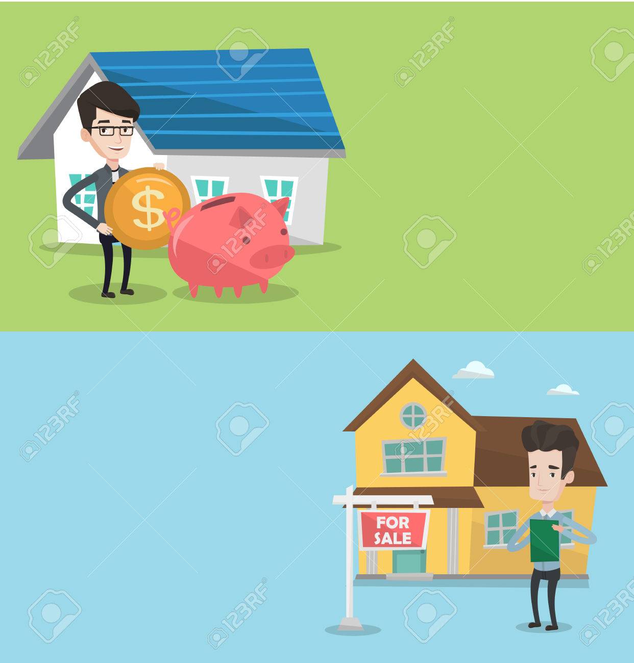 two real estate banners with space for text vector flat design
