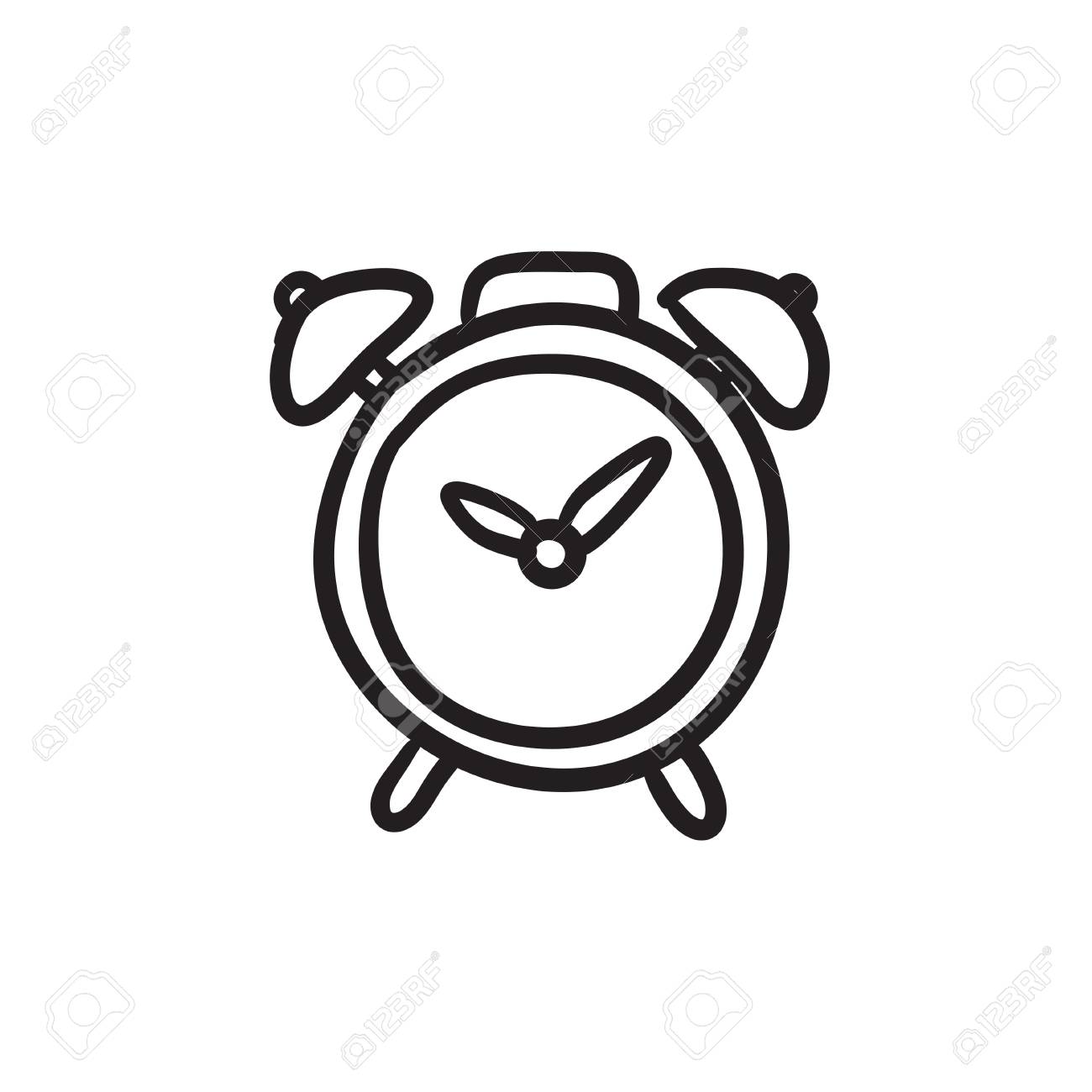 alarm clock vector sketch icon isolated on background hand drawn