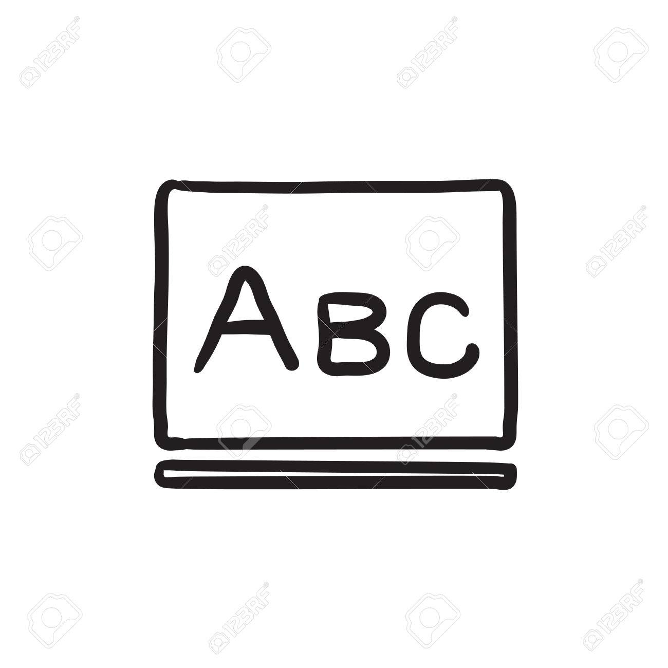 Letters Abc On Blackboard Vector Sketch Icon Isolated On Background. Hand  Drawn Letters Abc On Blackboard Icon. Letters Abc On Blackboard Sketch Icon  For Infographic, Website Or App. Клипарты, векторы, и Набор