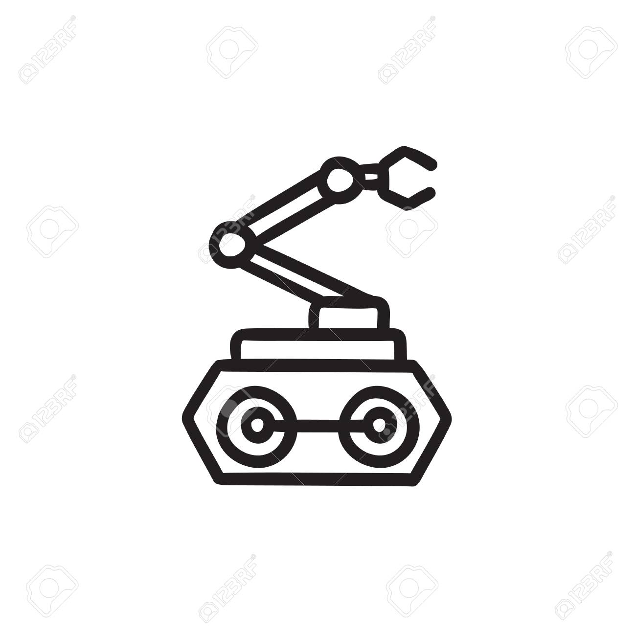 産業用機械ロボット アーム ベクター スケッチ アイコン背景に分離されました 手描きの産業用機械ロボット アーム アイコン インフォ グラフィック Web サイトまたはアプリケーションの産業用機械ロボット アーム スケッチ アイコン のイラスト素材 ベクタ Image