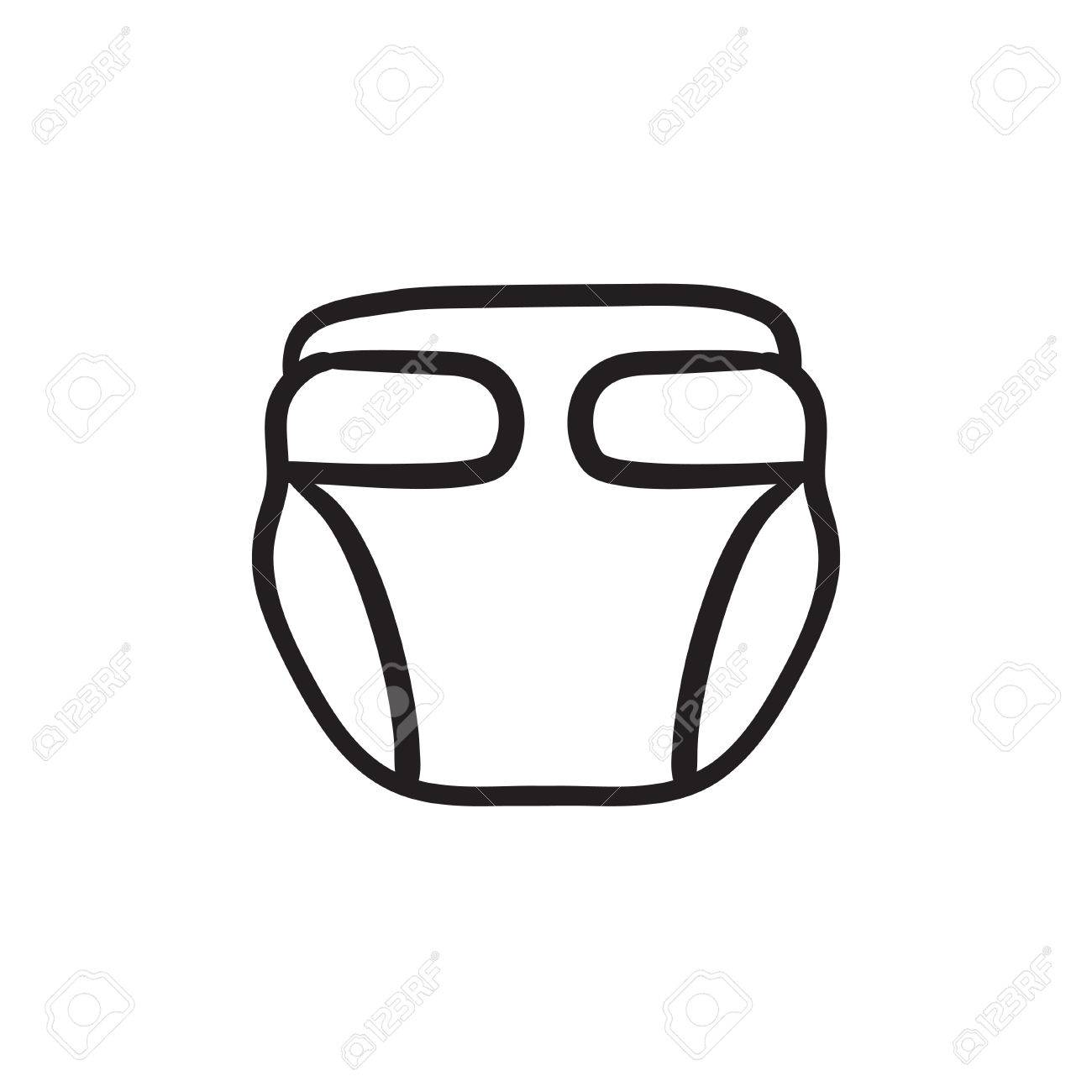 Bebé Dibujo Icono Del Pañal Del Vector Aislado En El Fondo. Dibujado A Mano  Icono De Pañales De Bebé. Dibujo Icono Del Pañal Del Bebé De Infografía,  Sitio Web O Aplicación. Ilustraciones