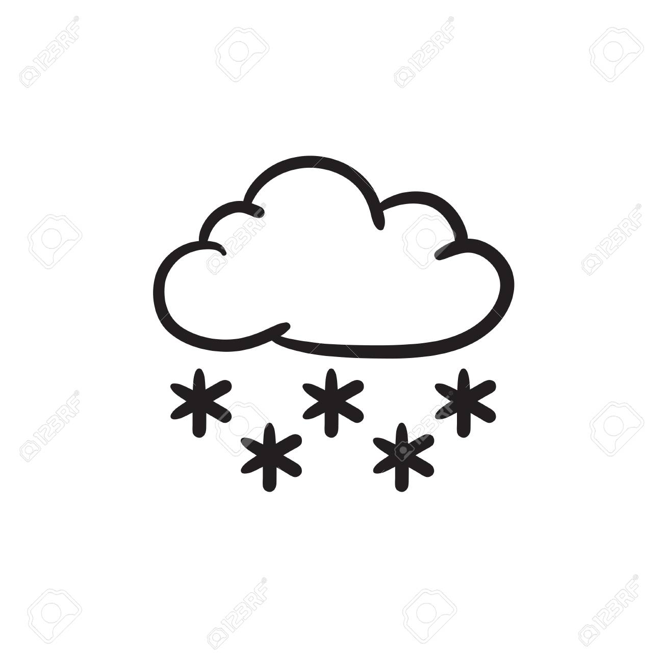 雪の雲アイコンをスケッチします のイラスト素材 ベクタ Image 雪の雲アイコンをスケッチします のイラスト素材 ベクタ Image