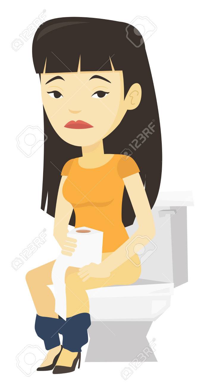 下痢や便秘に苦しむ女性 のイラスト素材 ベクタ Image