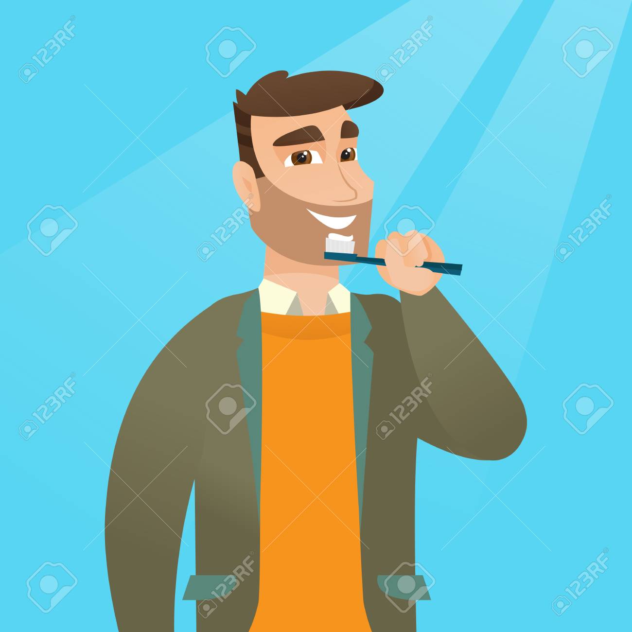 歯を磨く人はベクトル イラストです のイラスト素材 ベクタ Image