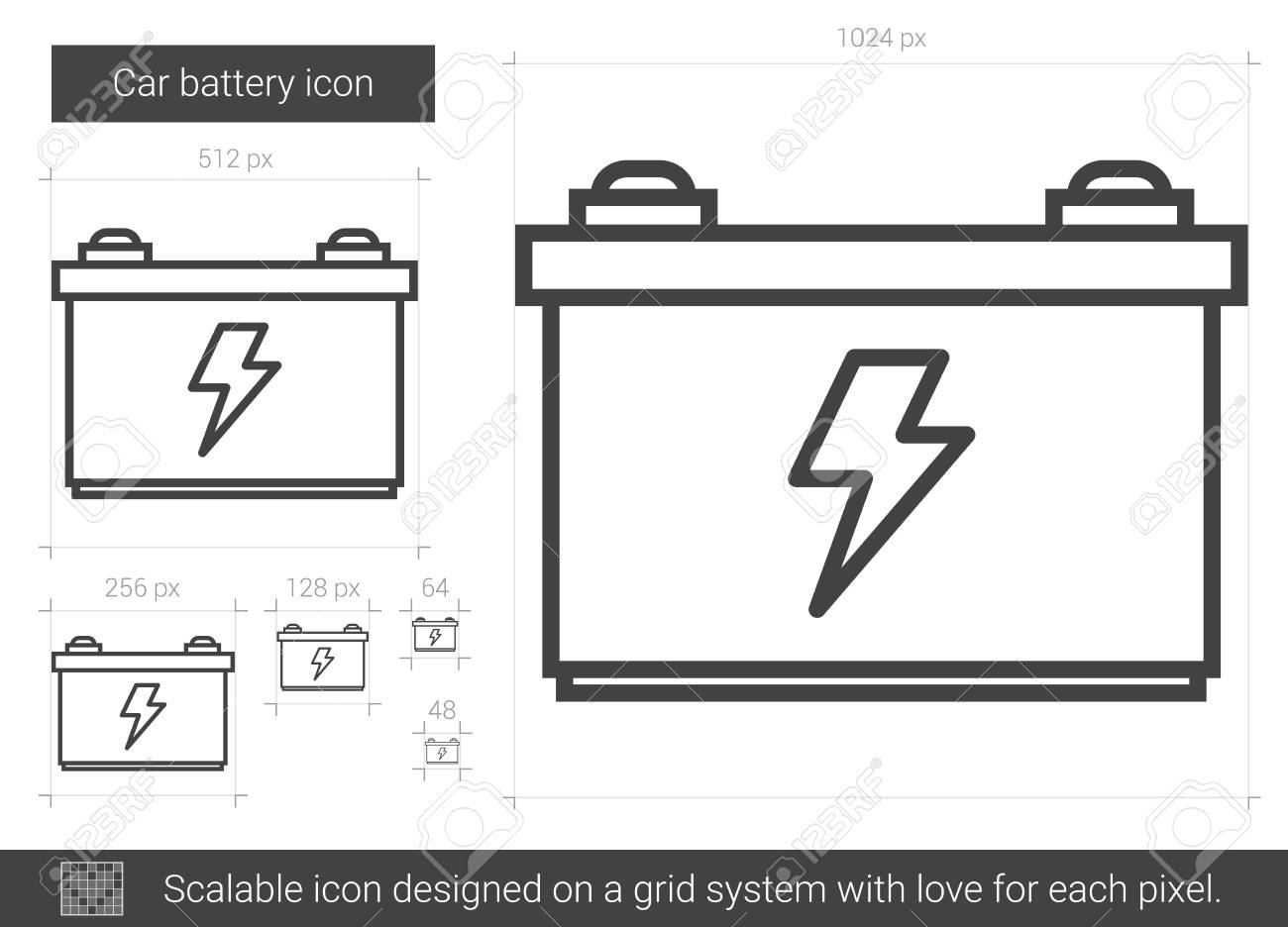 Auto Batterie Vektor Zeile Symbol Isoliert Auf Weissem Hintergrund Auto Akku Line Symbol Fur Infografik Website Oder App Skalierbares Icon Auf Einem Rastersystem Lizenzfrei Nutzbare Vektorgrafiken Clip Arts Illustrationen Image