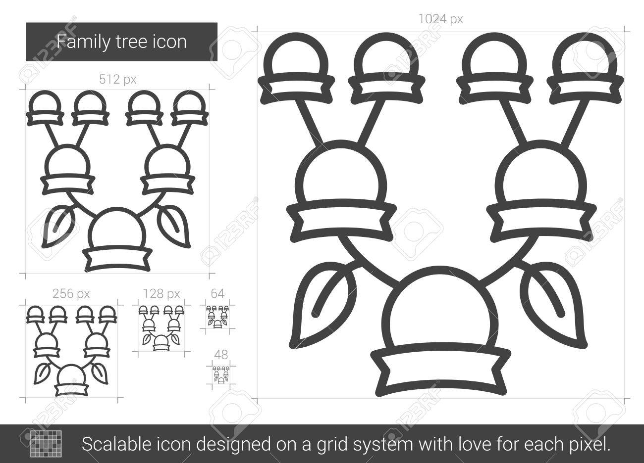 family tree vector line icon isolated on white background family family tree grid