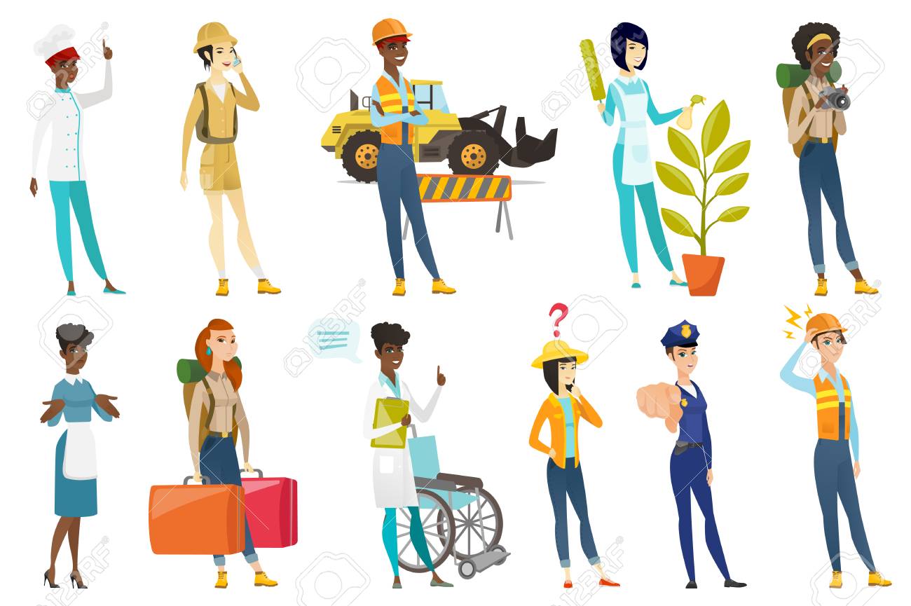 profession set for women road builder tourist chief cooker