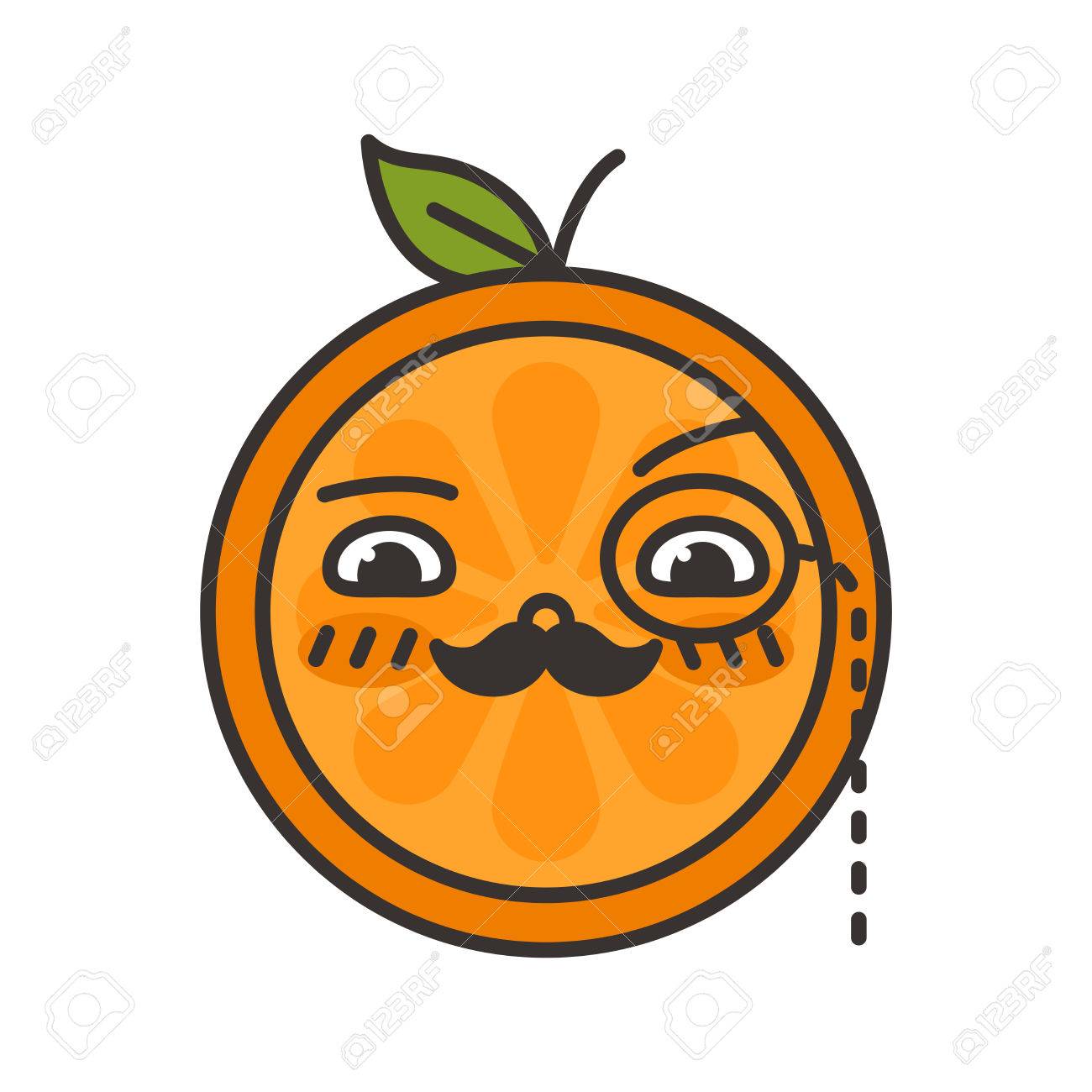 gentleman smile emoji smiley orange fruit emoji with mustache