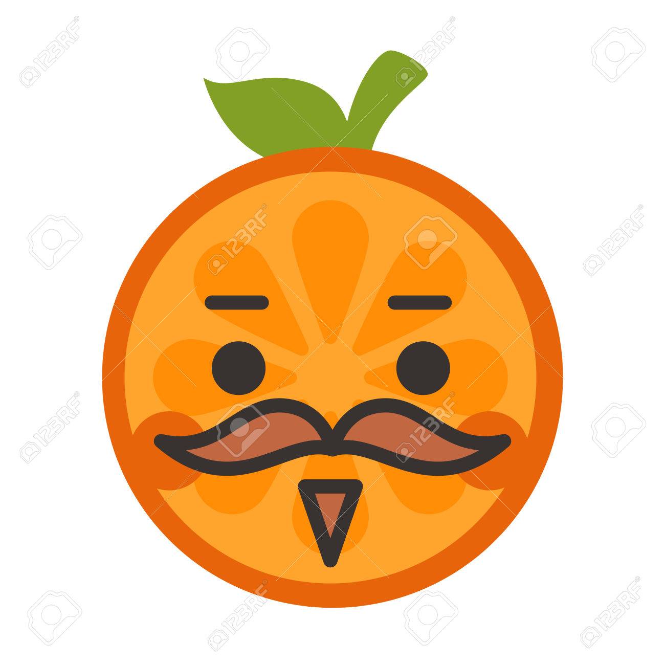 gentleman smile emoji smiley orange fruit emoji with mustache
