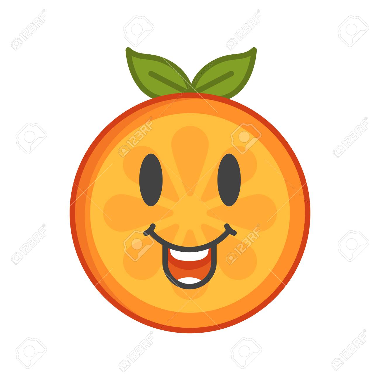 laugh emoji laughing orange fruit emoji vector flat design
