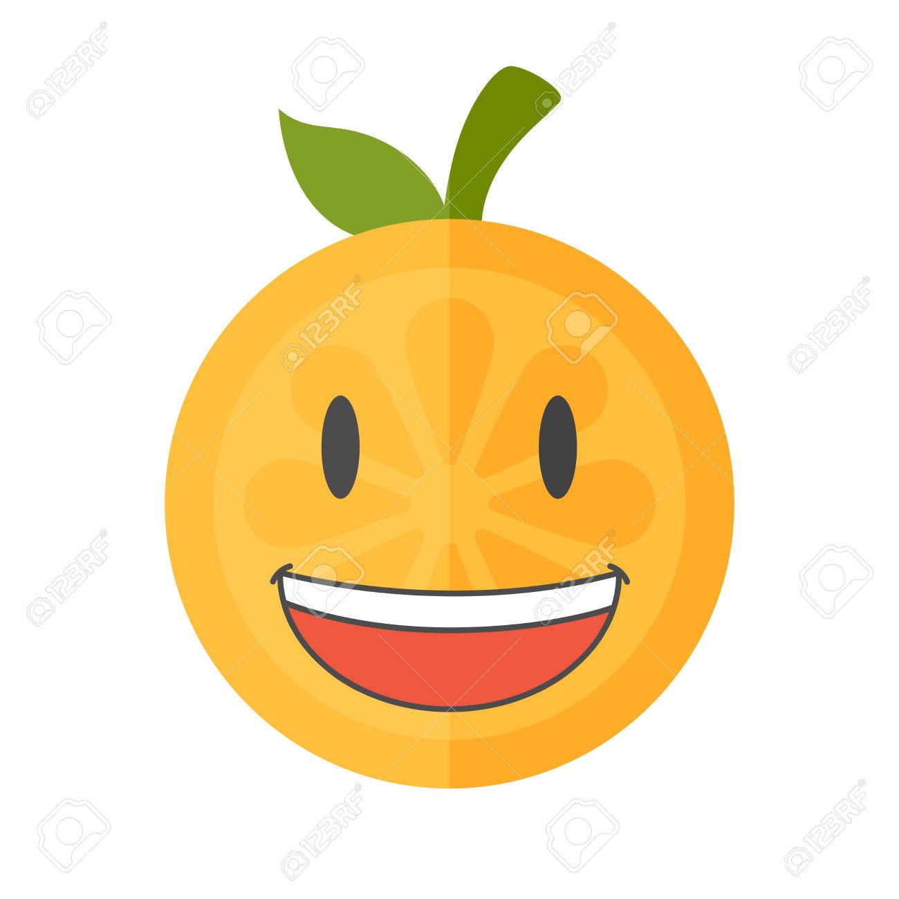 laugh emoji laughing orange fruit emoji vector flat design