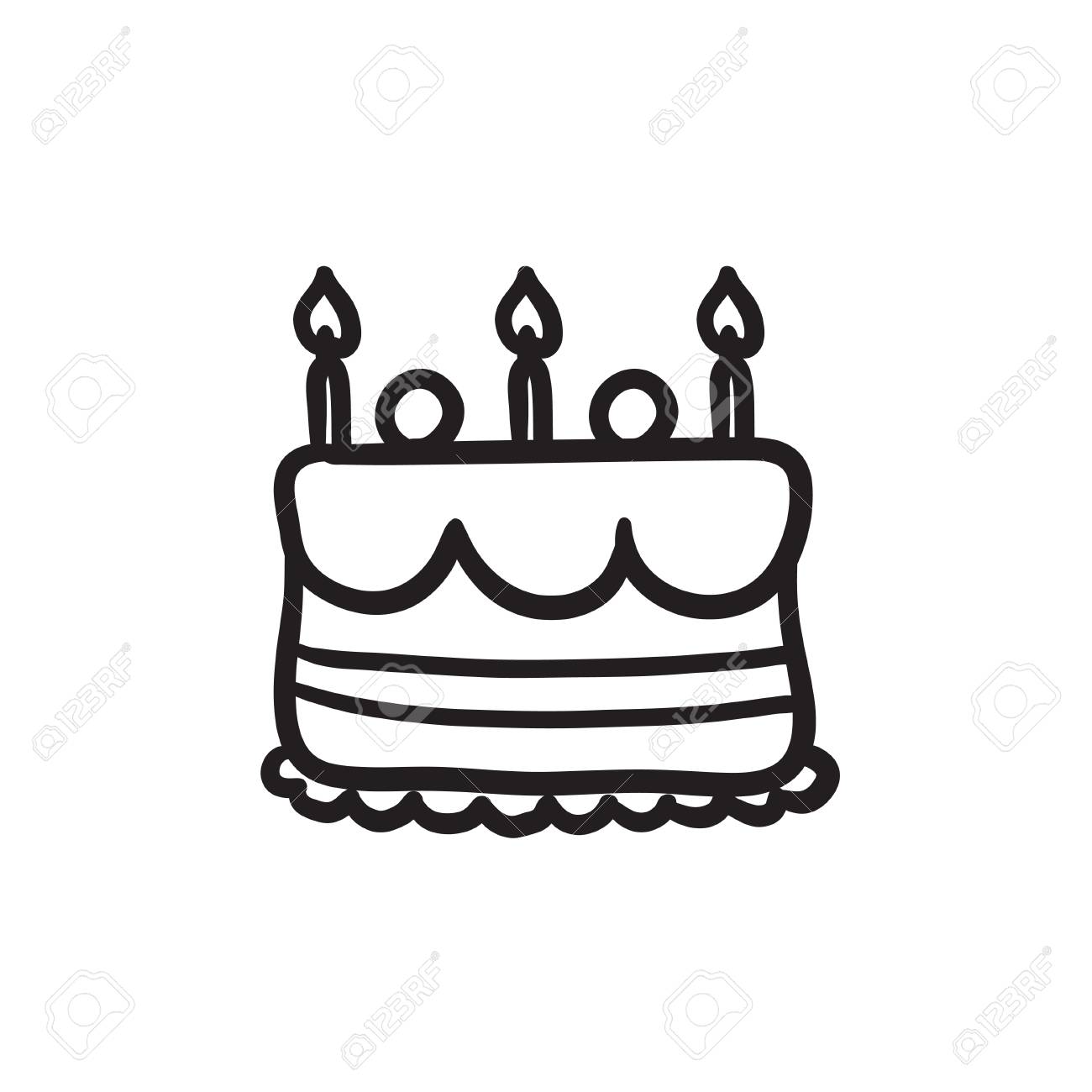 Birthday Cake With Candles Vector Sketch Icon Isolated On Background