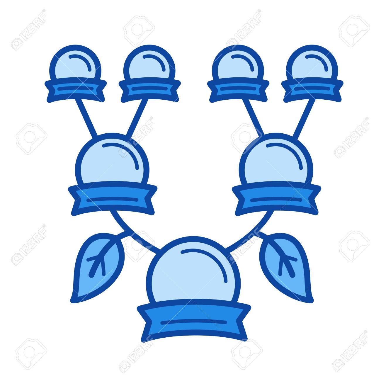 家系図ベクトル線のアイコンが白い背景で隔離 インフォ グラフィック ウェブサイトまたはアプリ青の家族ツリー ライン アイコン アイコンのグリッド システムで設計されています のイラスト素材 ベクタ Image