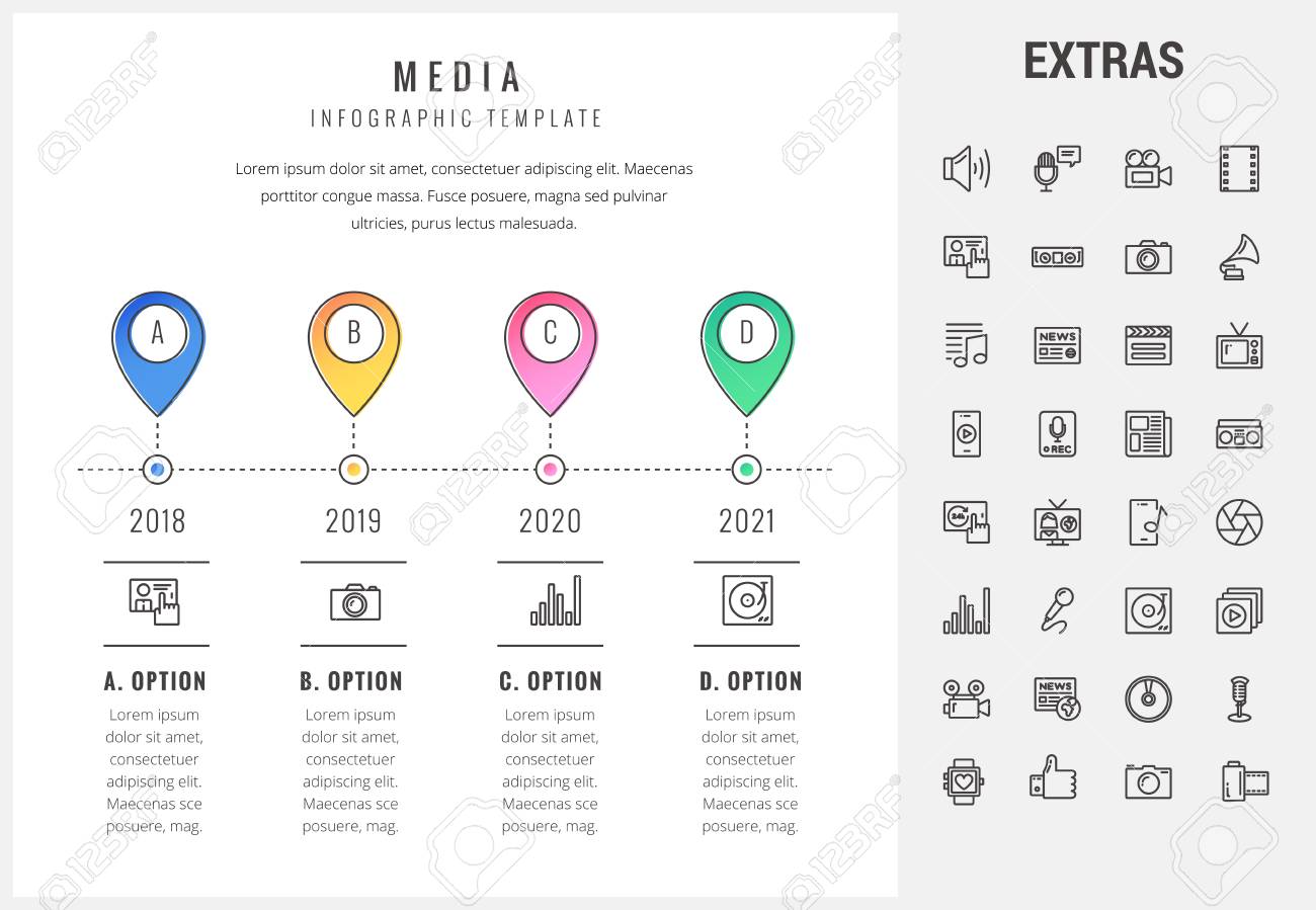 media timeline infographic template elements and icons infograph media timeline template
