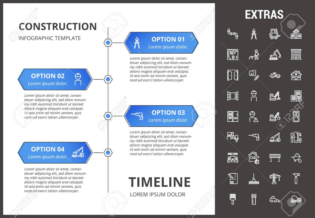 construction timeline infographic template elements and icons construction timeline