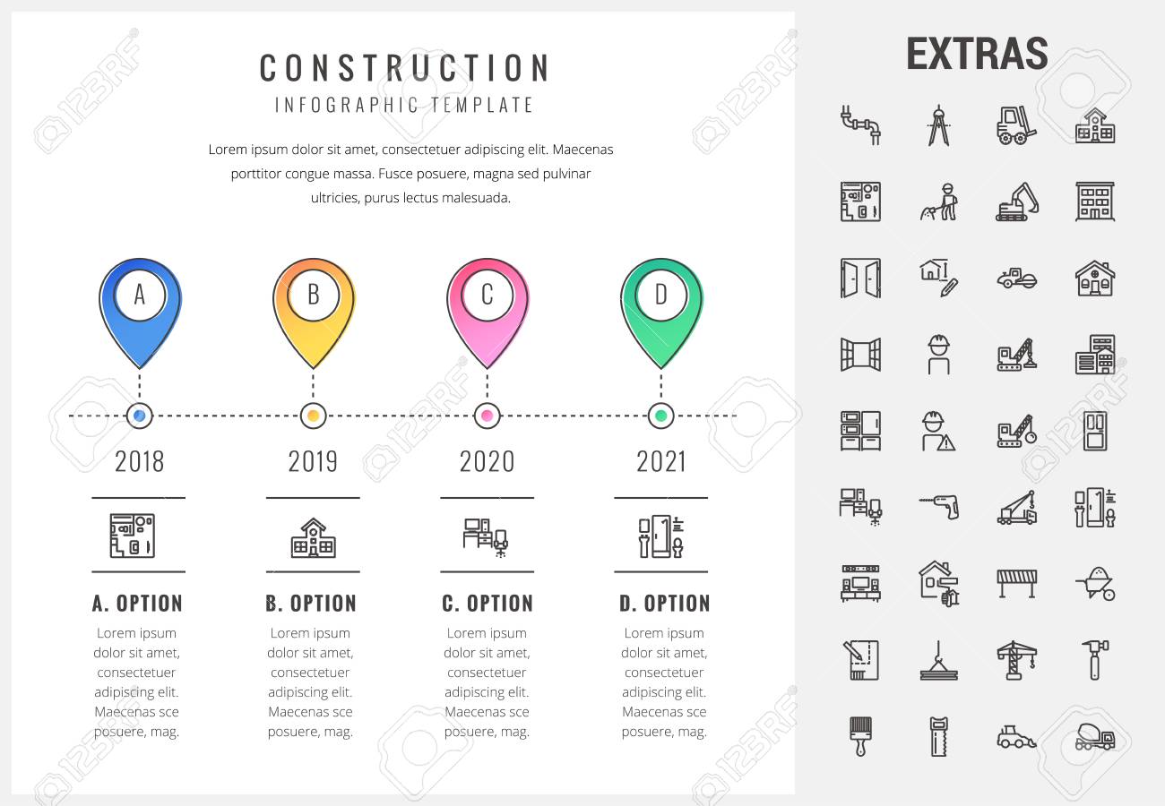 construction timeline infographic template elements and icons construction timeline
