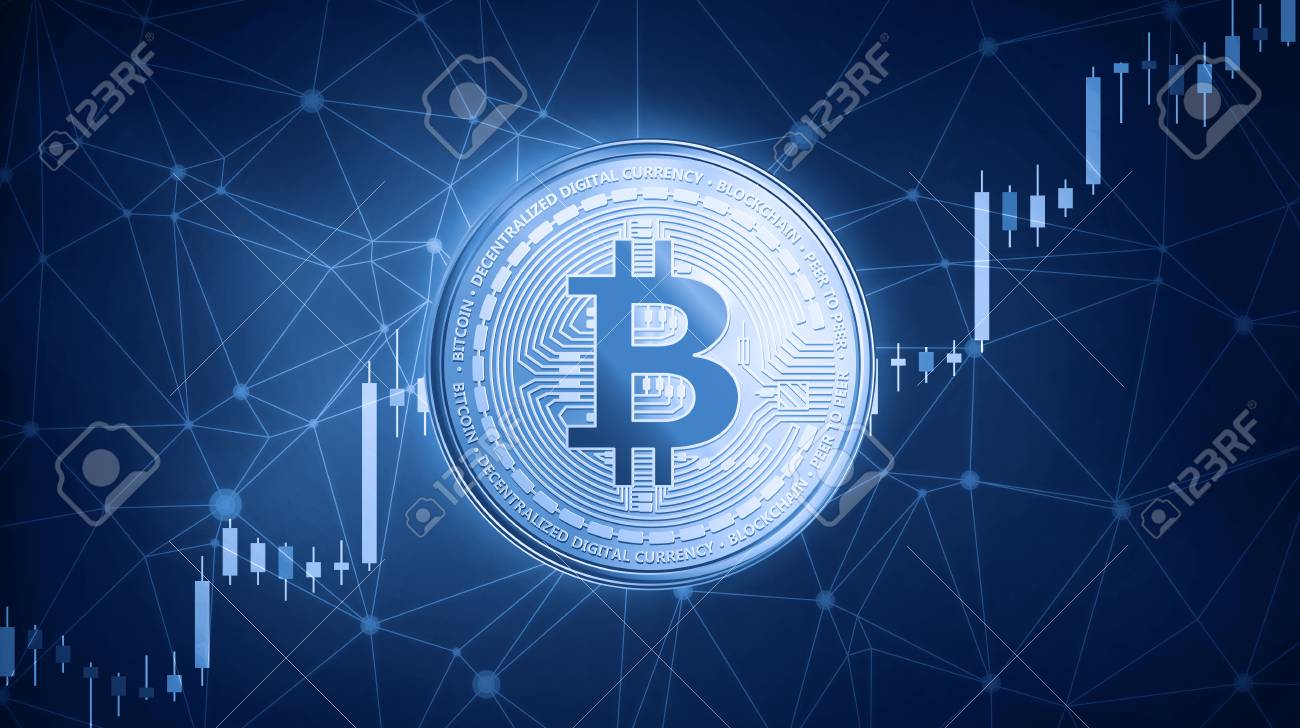 Golden Bitcoin Cash Coin On Hud Background With Bull Trading - 