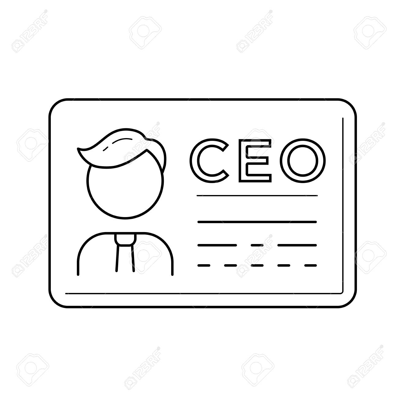 ceo business card vector line icon isolated on white background