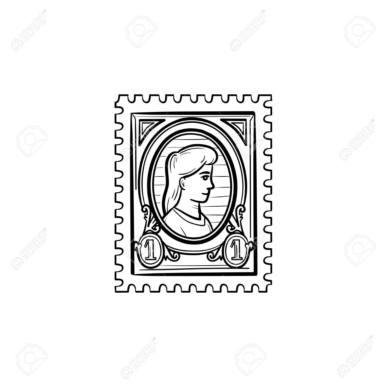 Philately Hand Drawn Outline Doodle Icon Postage Stamp Vector Royalty Free Cliparts Vectors And Stock Illustration Image 98608484