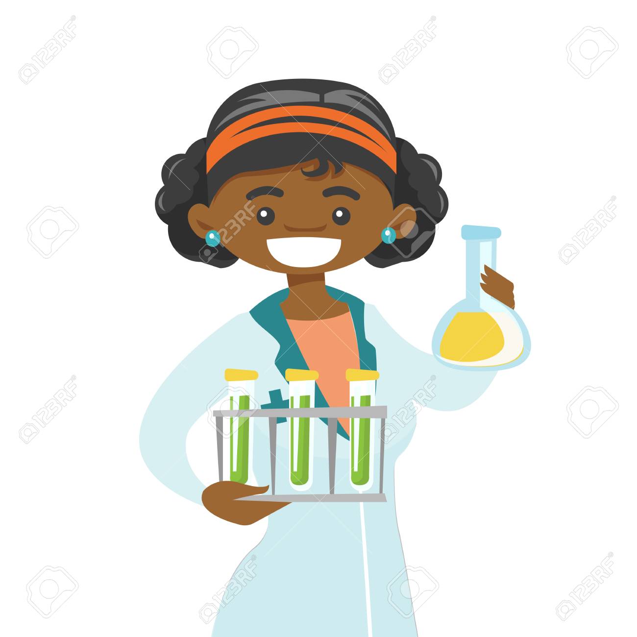 Vector Young African American Laboratory Assistant Holding Test Tubes And Beaker Scientist Analyzing Samples In Test Tubes Vector Young African American Laboratory Assistant Holding Test Tubes And Beaker Scientist Analyzing Samples In Test Tubes