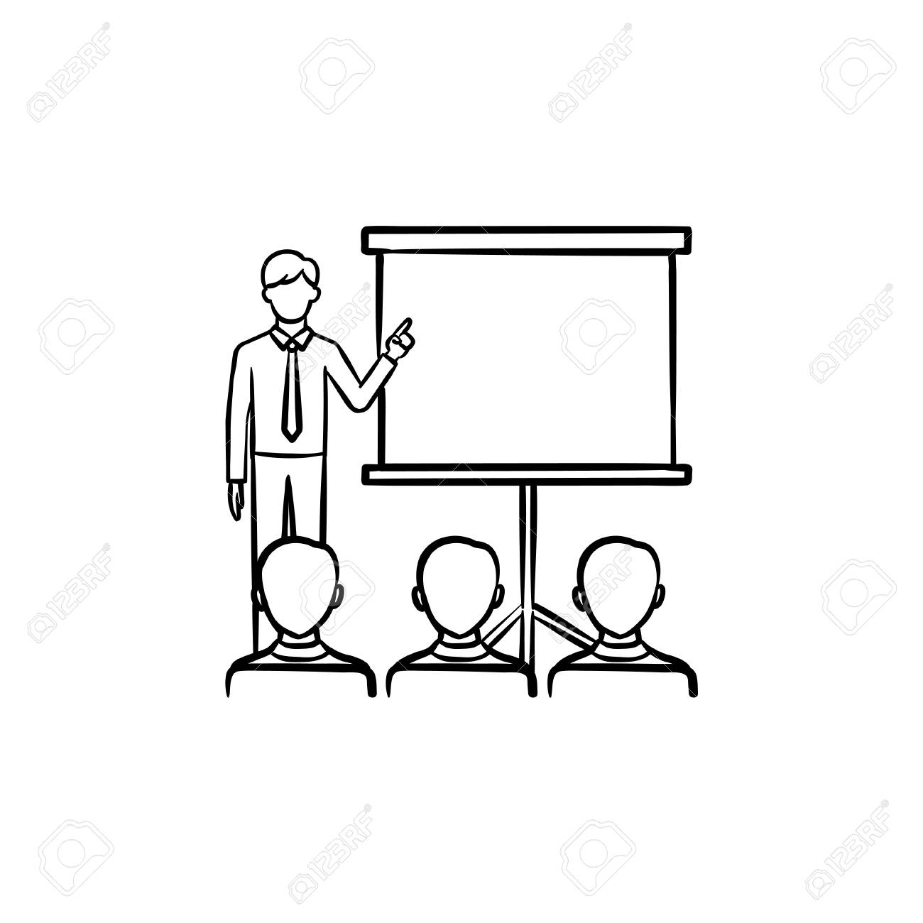 business presentation lecture training hand drawn outline doodle training presentation outline