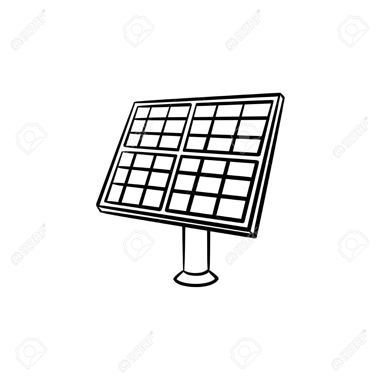 Solar Panel Industry Hand Drawn Outline Doodle Icon Equipment