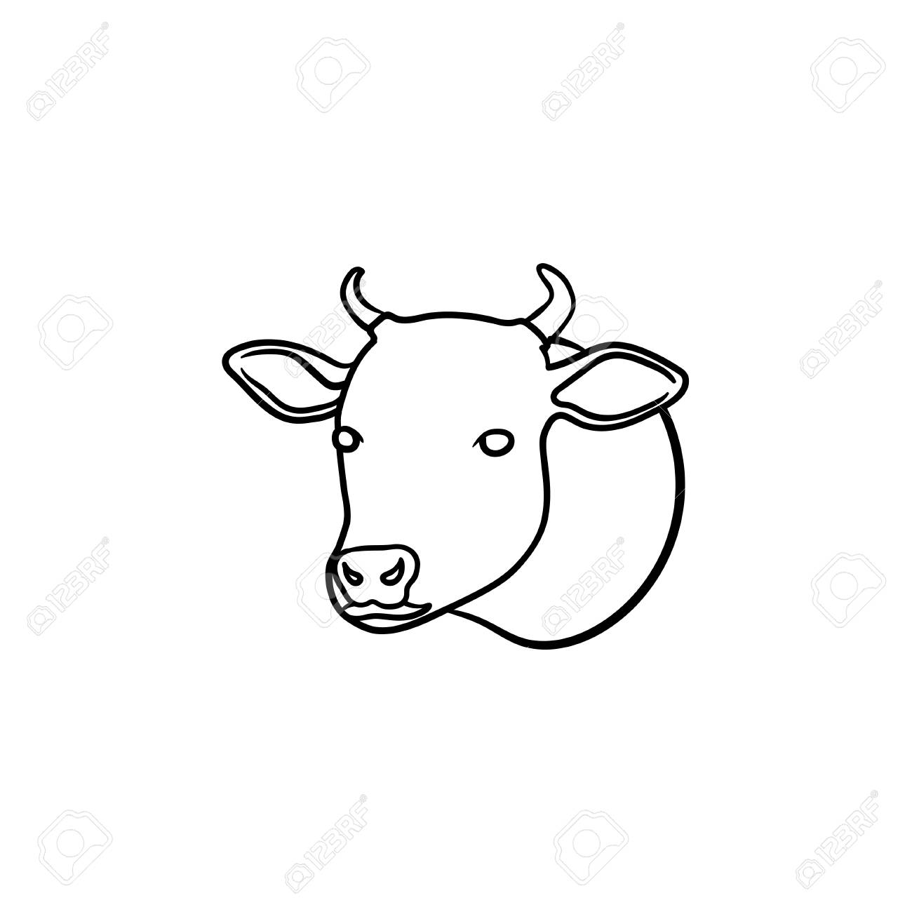 cow head hand drawn outline doodle icon organic veal meat vector cow outline