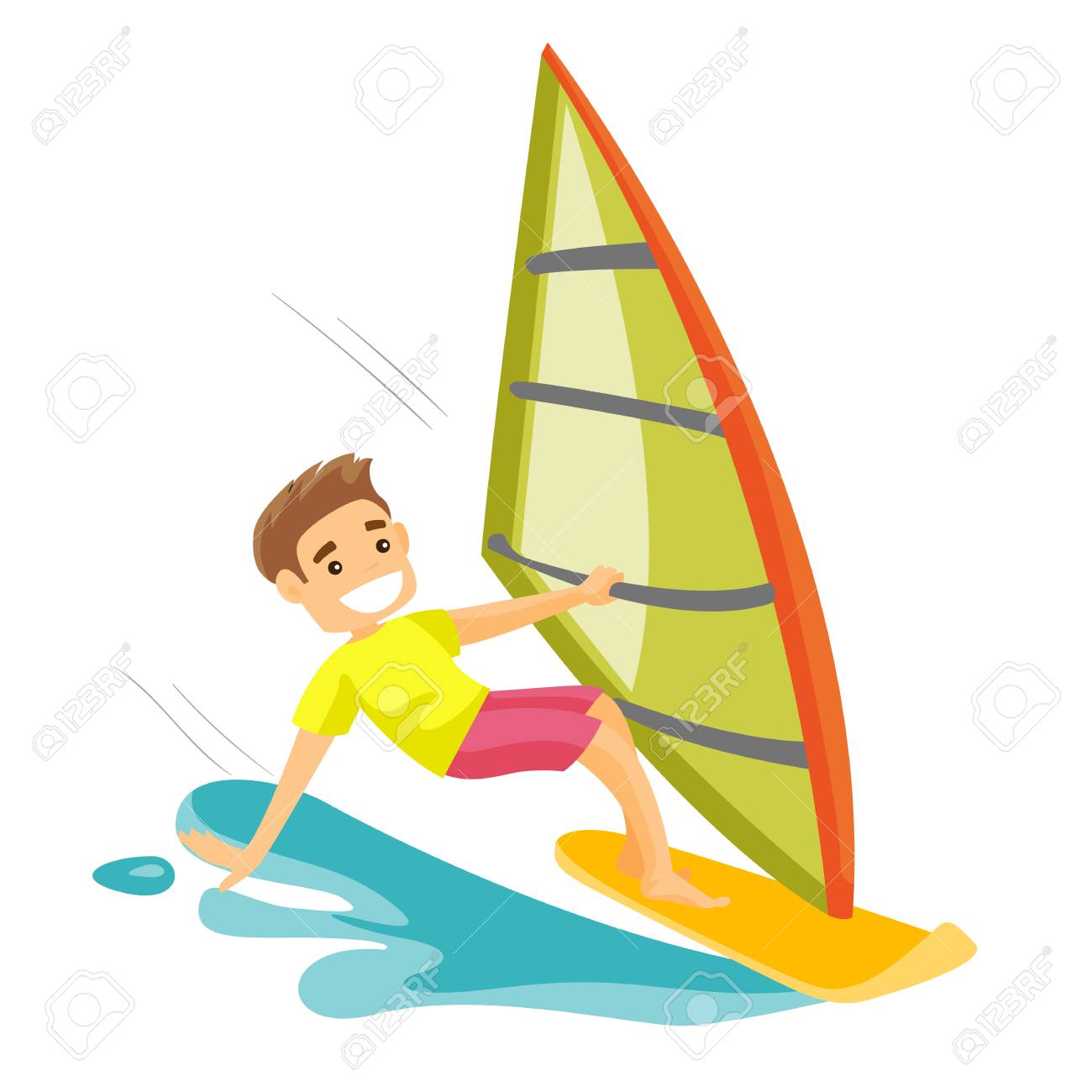A Happy Man Windsurfing In The Sea. Royalty Free SVG, Cliparts, Vectors,  and Stock Illustration. Image 100904383., image size:1300x1300