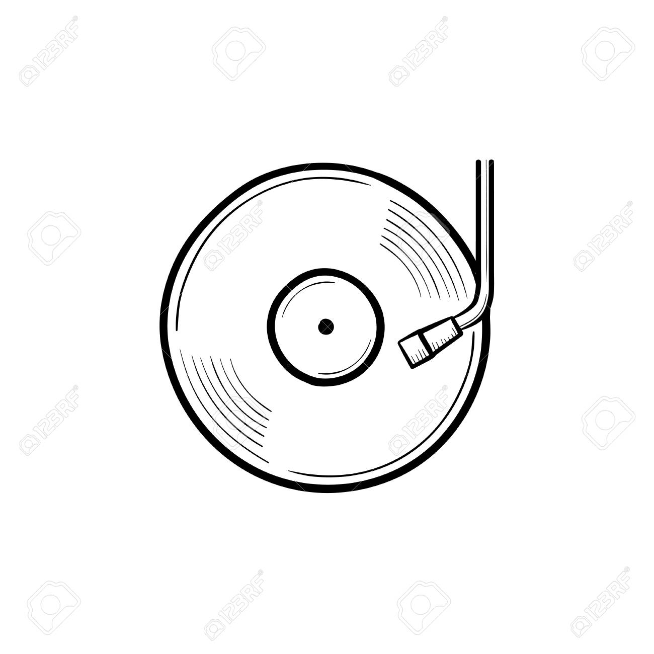 Phonograph And Turntable Hand Drawn Outline Doodle Icon. Vinyl Record  Turntable, DJ Concept Vector Sketch Illustration For Print, Web, Mobile And  Infographics Isolated On White Background. Royalty Free SVG, Cliparts,  Vectors, and, image size:1300x1300
