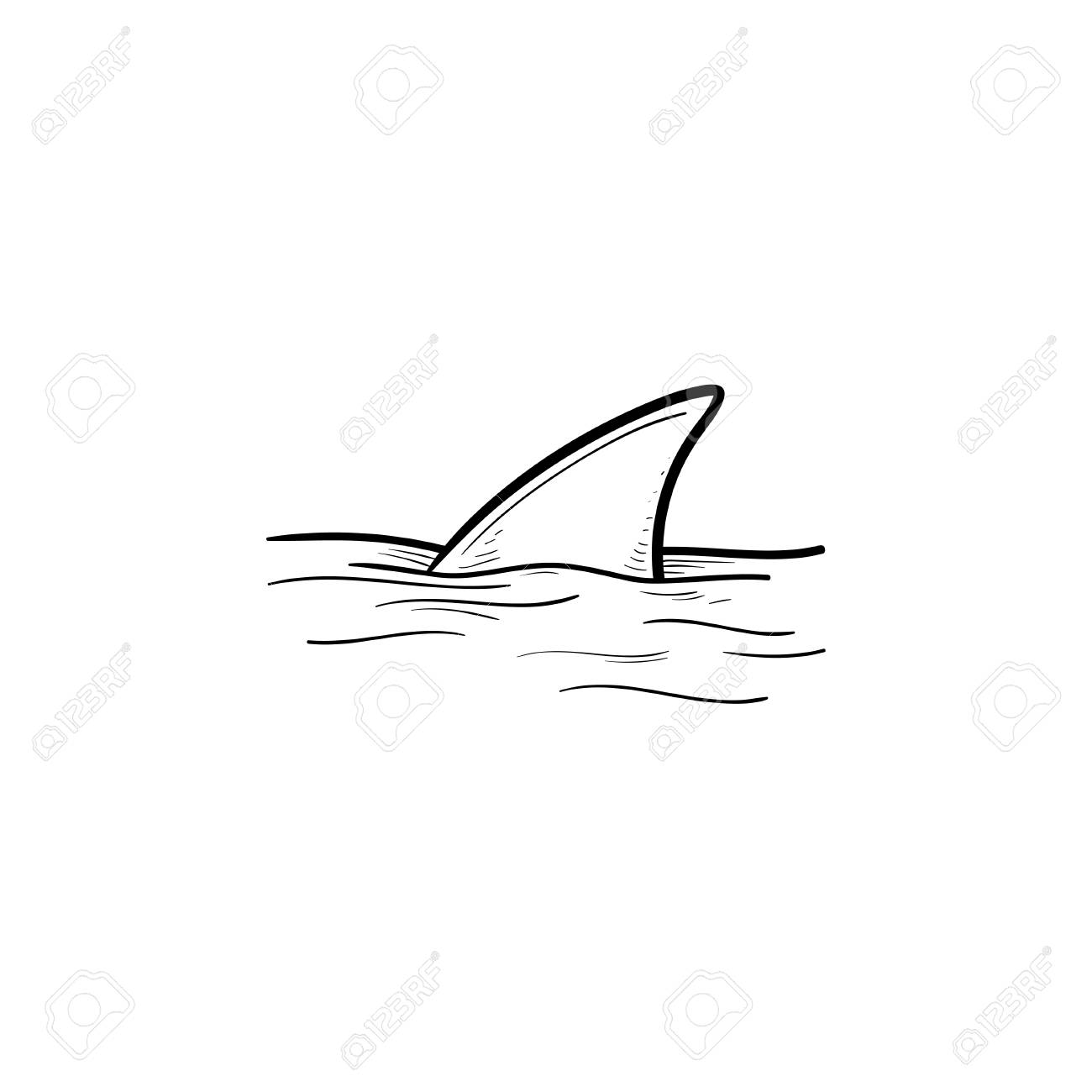 shark fin over water hand drawn outline doodle icon ocean and outline of a shark