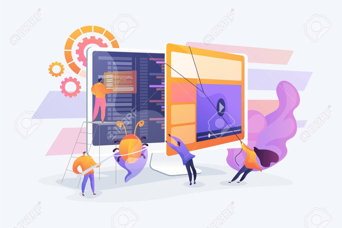 Debugging Development Process. Programmer Work. Game Programming. IT  Software Application Testing, Quality Assurance, QA Team And Bug Fixing  Concept. Vector Isolated Concept Creative Illustration Royalty Free SVG,  Cliparts, Vectors, And Stock Illustration.