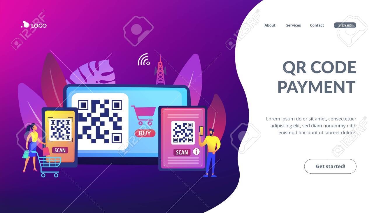 Barcode Reading App Qrcode Reader Epayment Transaction Application Qr Code Scanner Qr Generator Online Qr Code Payment Concept Website Homepage Landing Web Page Template Royalty Free Cliparts Vectors And Stock Illustration Image