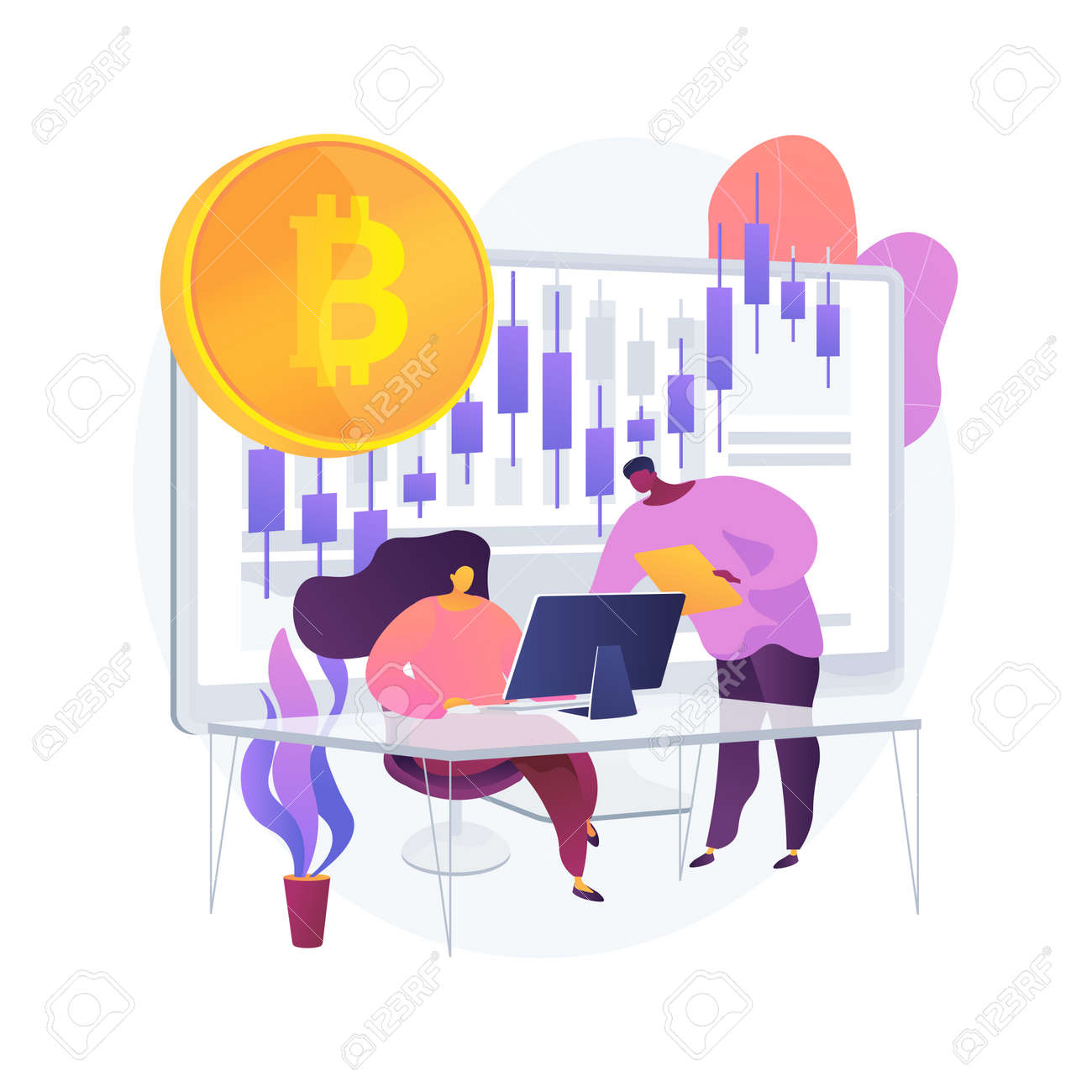 Cryptocurrency Trading Desk Abstract Concept Vector Illustration. Royalty  Free SVG, Cliparts, Vectors, and Stock Illustration. Image 157049963.