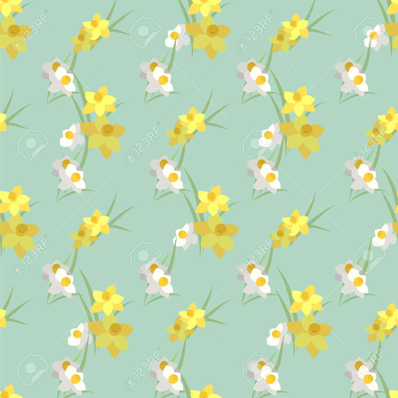 花水仙レトロ ビンテージ背景 ベクトル イラスト の写真素材 画像素材 Image