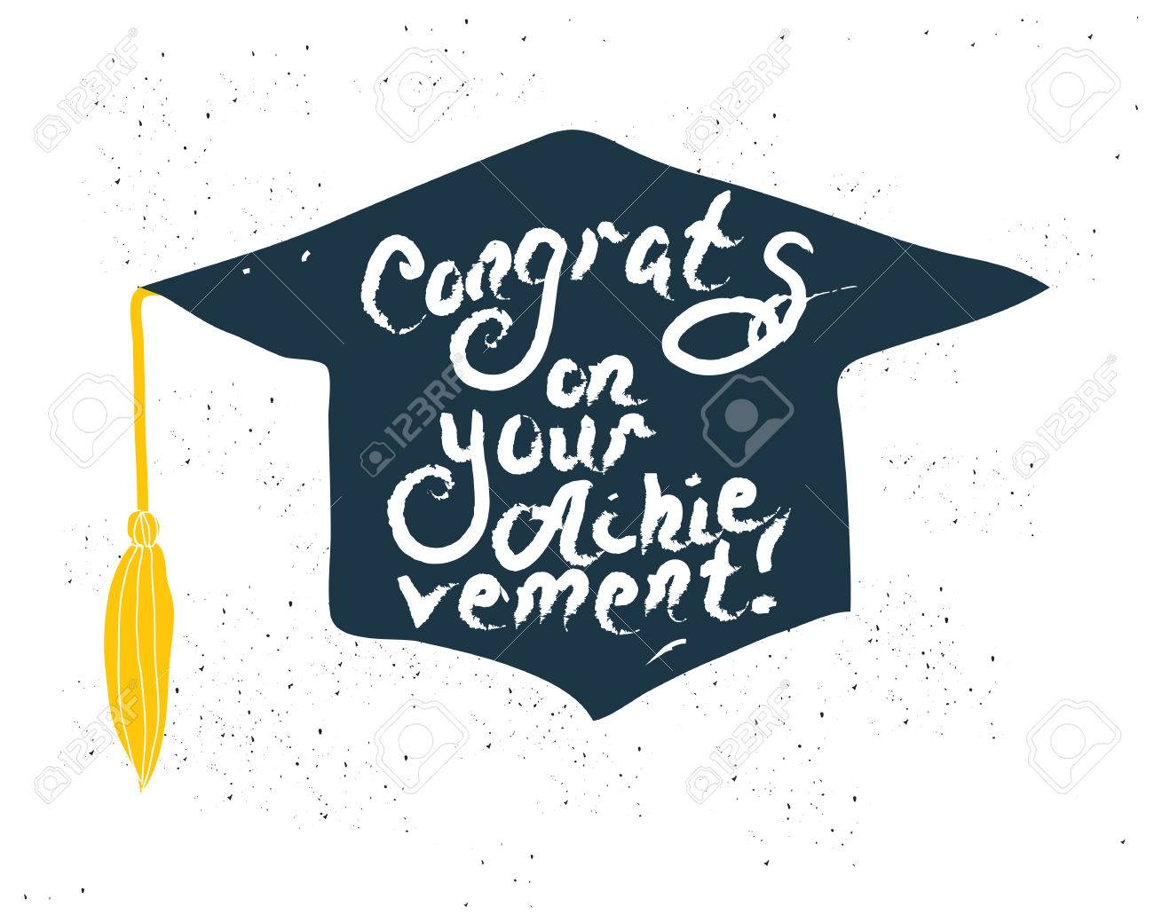 Carte De Voeux Avec Felicitations Diplome D Achevement Des Etudes Illustration Sur Fond Blanc Clip Art Libres De Droits Vecteurs Et Illustration Image