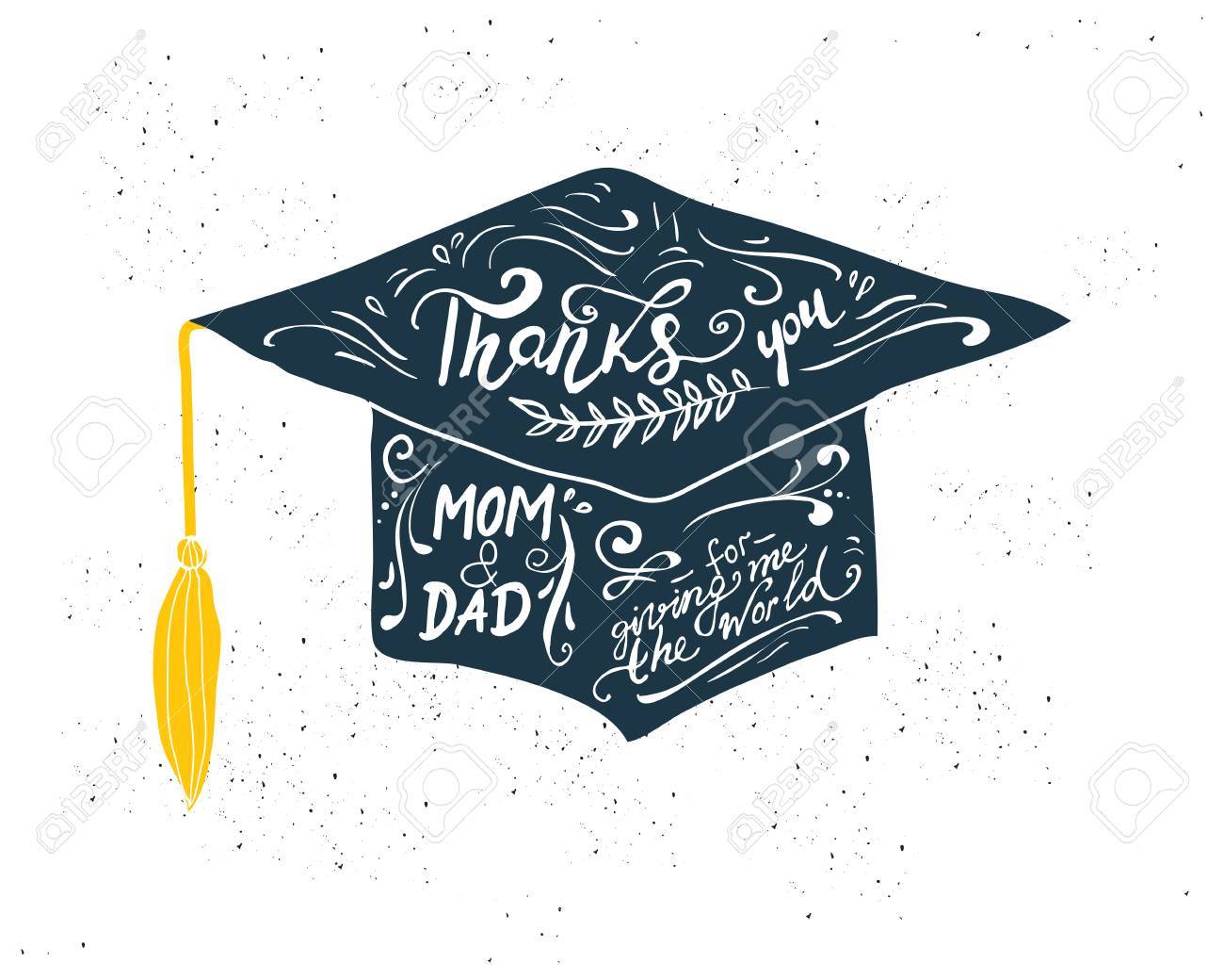 Carte De Voeux Avec Felicitations Diplome D Achevement Des Etudes Illustration Sur Fond Blanc Clip Art Libres De Droits Vecteurs Et Illustration Image