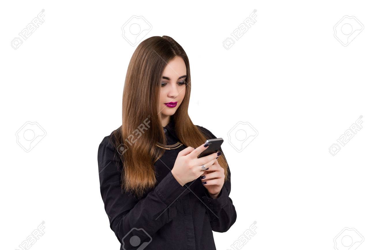 Girl With Mobile Phone In Hand Business Style Business Woman Stock Photo Picture And Royalty Free Image Image