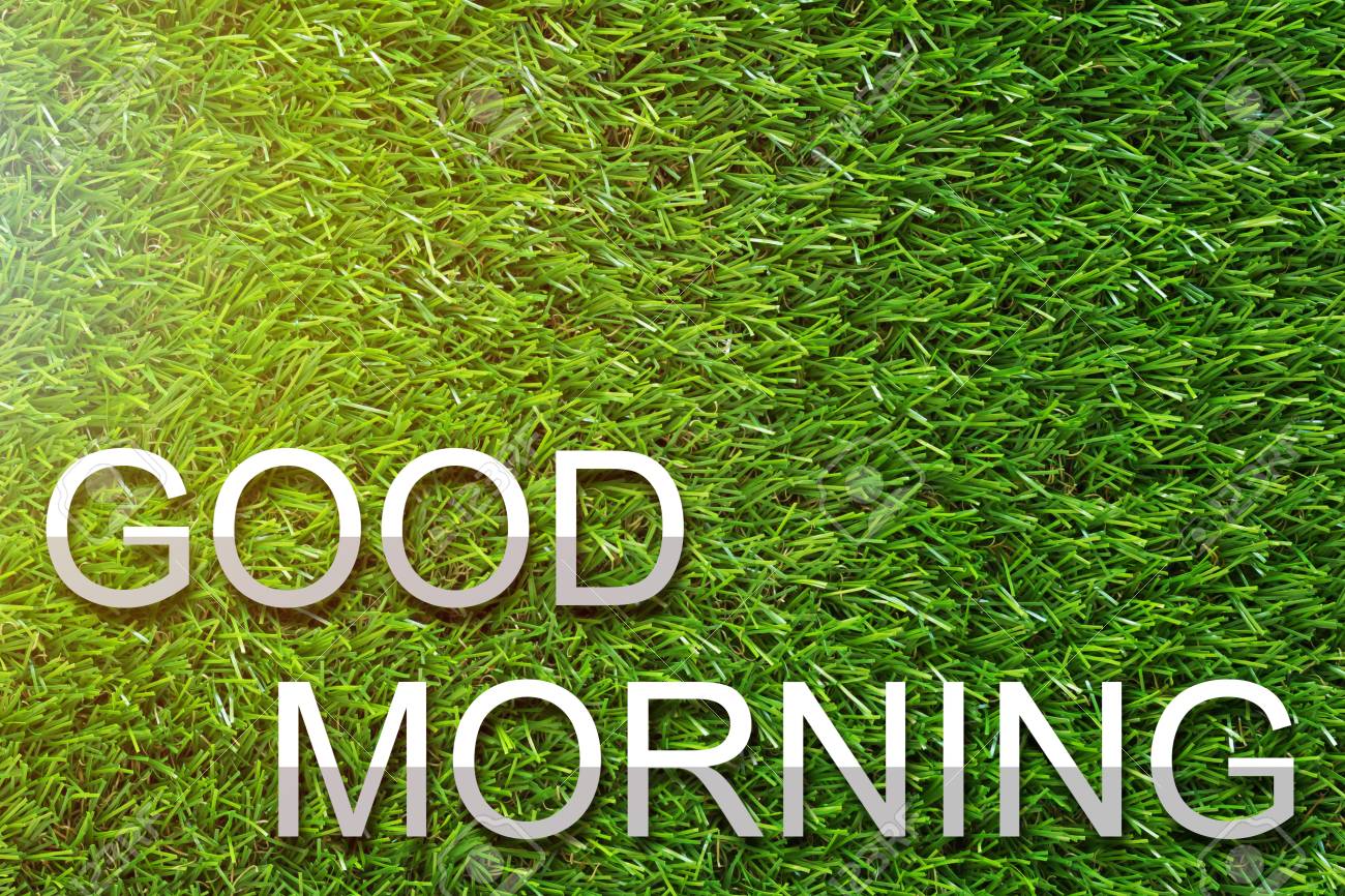 Good Morning And Wake Up Concept, Greeting Paper Cut Text On Green ...