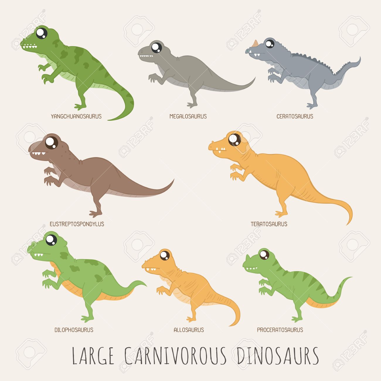 set of large carnivorous