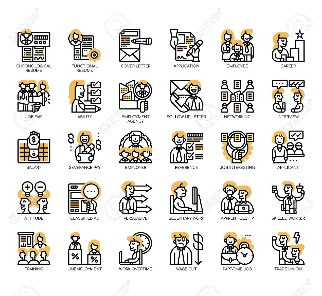Set Of Job Search Thin Line And Pixel Perfect Icons For Any Web And App  Project. Royalty Free SVG, Cliparts, Vectors, and Stock Illustration. Image  151122567., image size:1300x1197