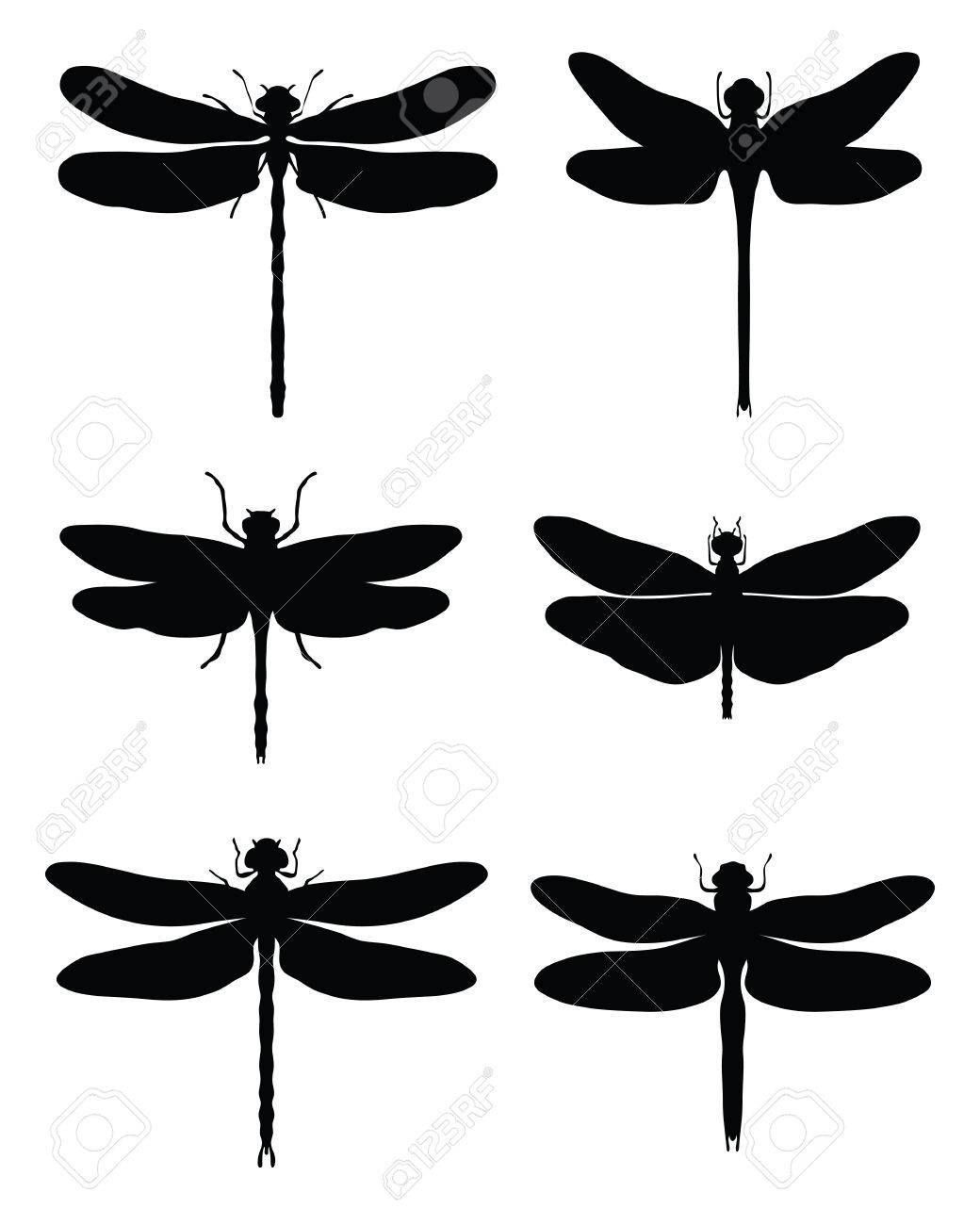 トンボの黒いシルエット のイラスト素材 ベクタ Image