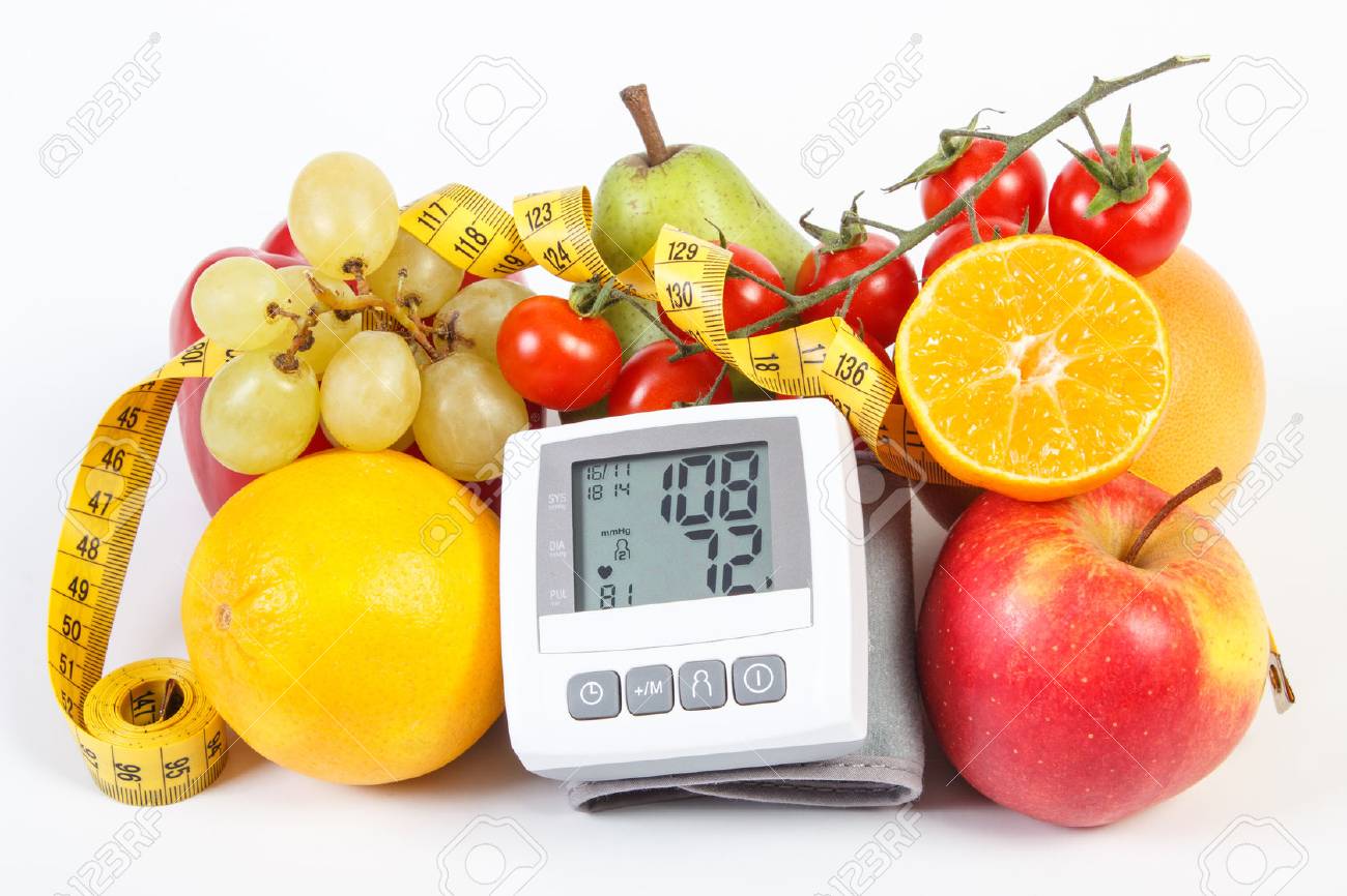 blood pressure monitor with result of measurement fresh fruits blood pressure result