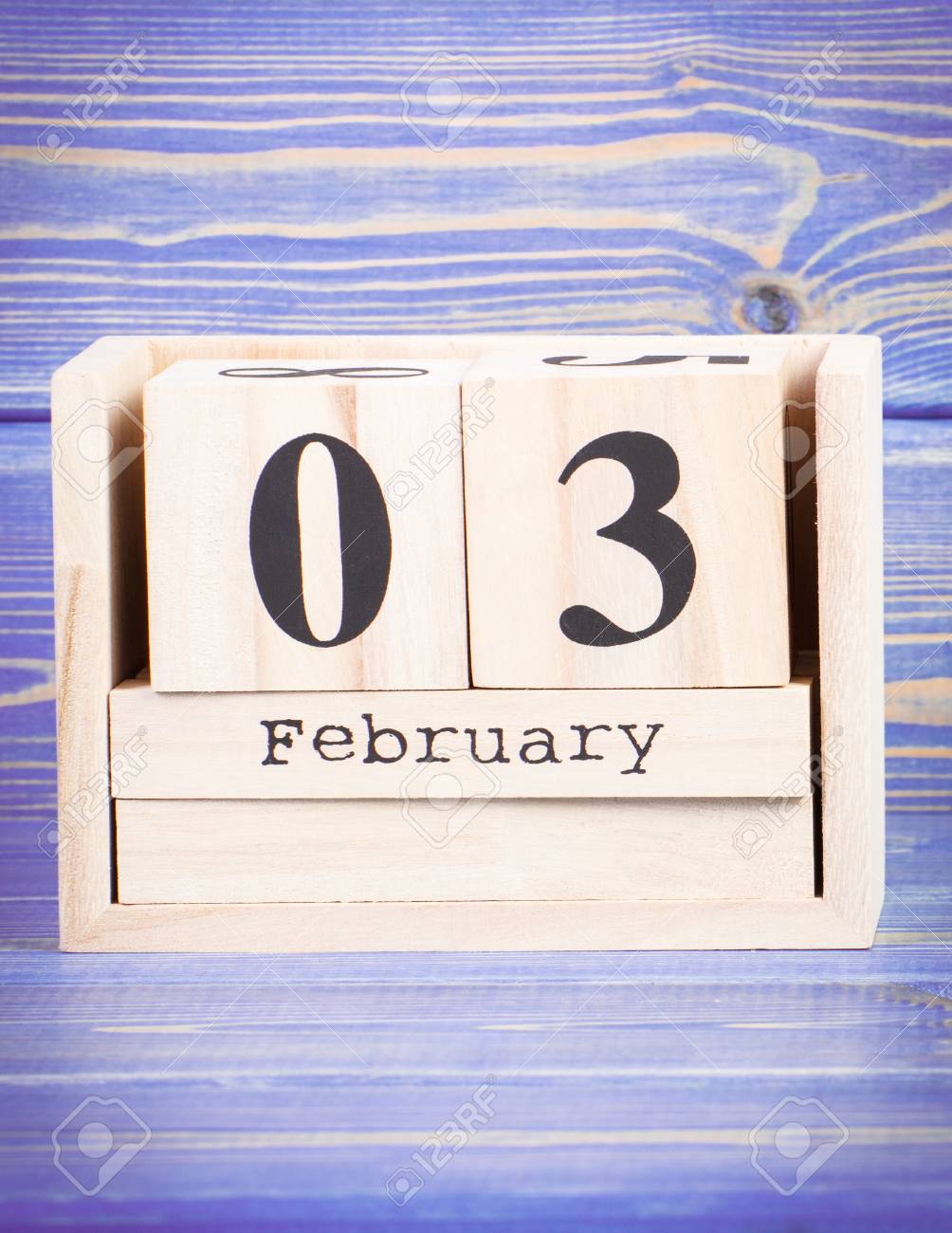 February 3rd. Date Of 3 February On Wooden Cube Calendar, Purple Board As  Background Stock Photo, Picture and Royalty Free Image. Image 71583387.