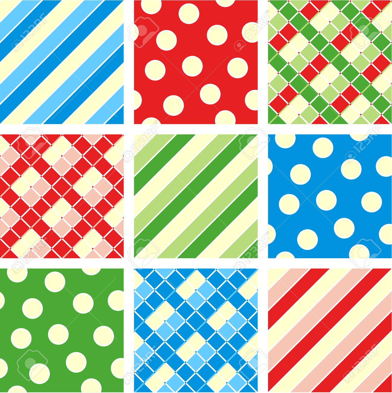seamless patterns prints polka dot plaid stripes royalty free polka dot and stripes