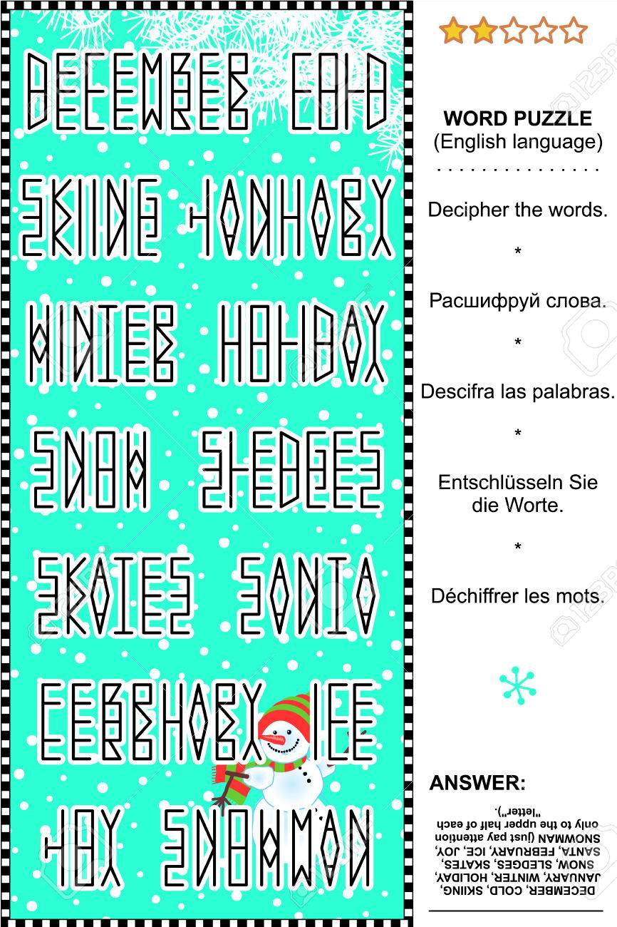 word puzzle english language winter joy themed answer included holiday themed words