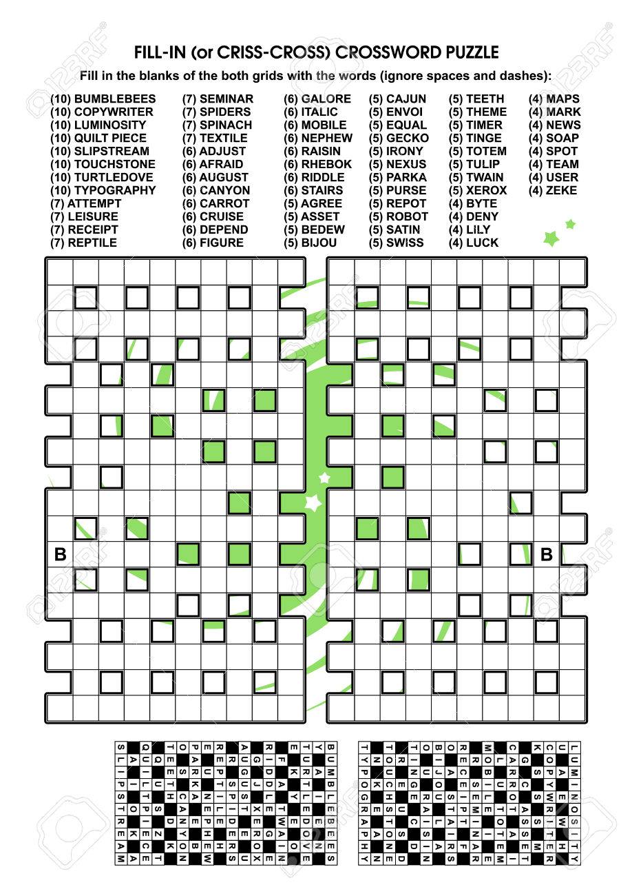 十字言葉のパズル 提供される単語とクロスワード パズルのグリッドの空白を埋める 答えが含まれています のイラスト素材 ベクタ Image