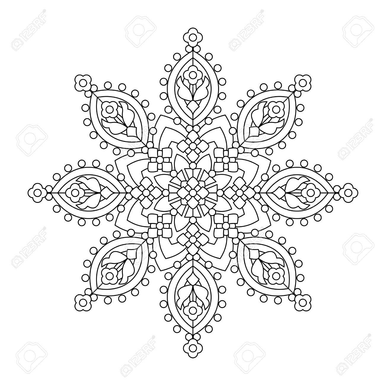 Abstract mandala or whimsical snowflake line art design or coloring page - 59069430 Abstract mandala or whimsical snowflake line art design or coloring page - 59069430