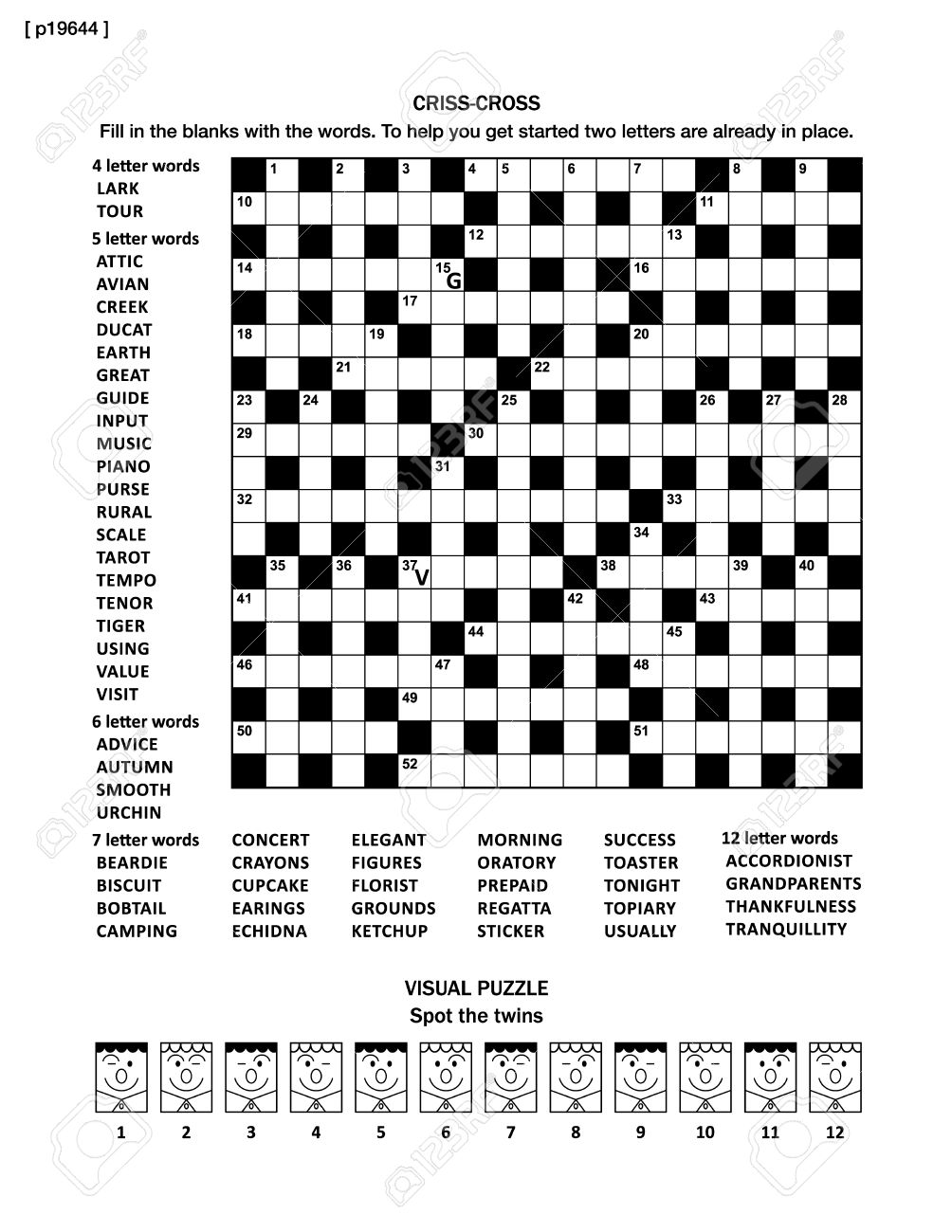Puzzle Page With Two Puzzles 19x19 Criss cross Word Game English Puzzle Page With Two Puzzles 19x19 Criss cross Word Game English