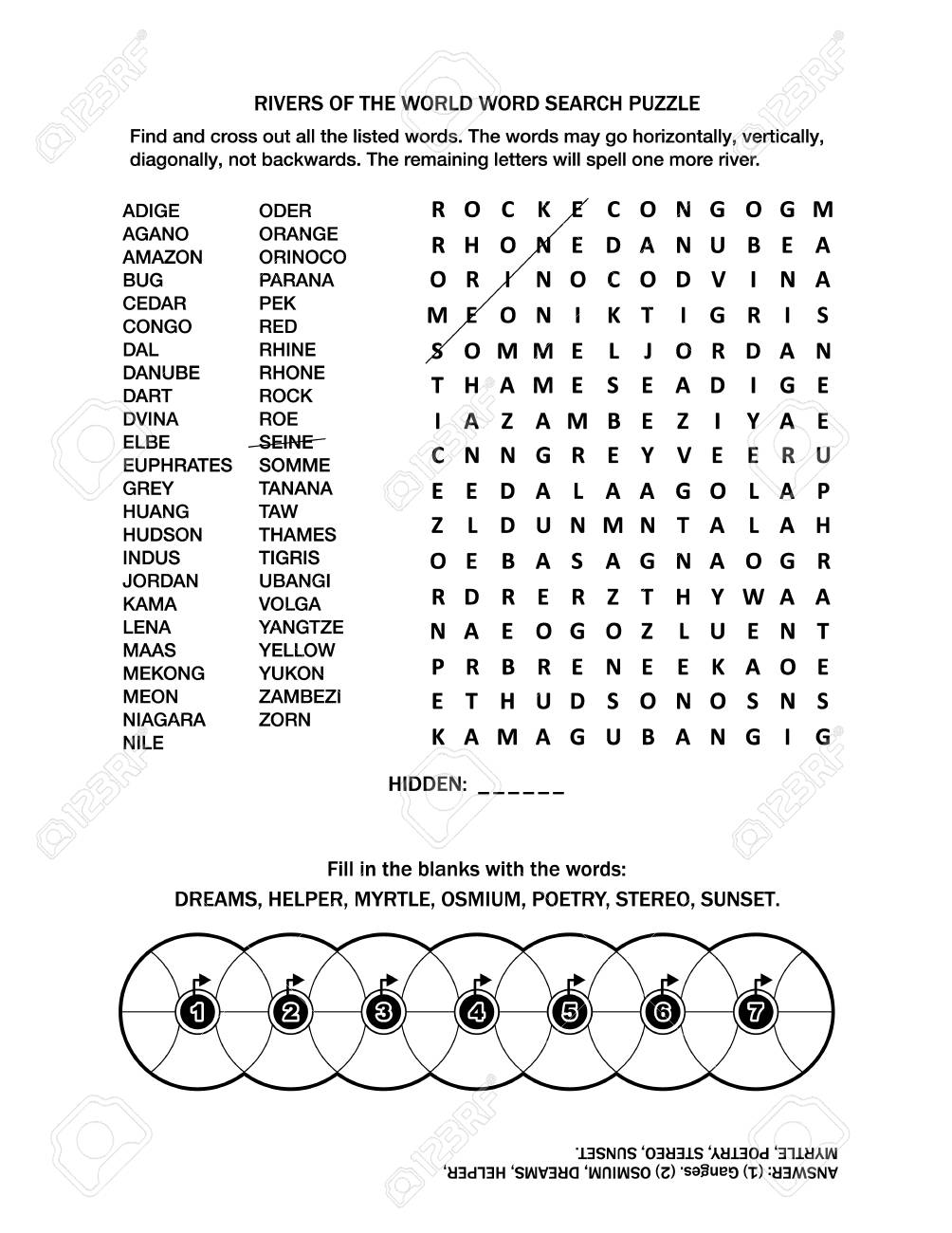 Puzzle Page With Two Word Games English Language Rivers Of Royalty Free Cliparts Vectors And Stock Illustration Image